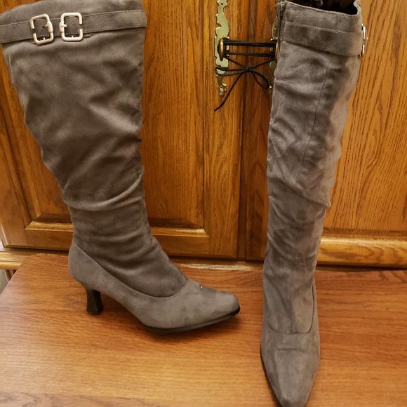 Suede Look Wide Calf Boots! - Picture 2 of 12